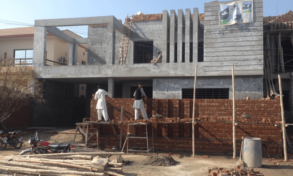 Active construction site managed by Mughal Sons, Rawalpindi